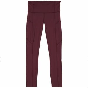 lululemon Fast and Free Reflective High-Rise 7/8 Tight in Burgundy